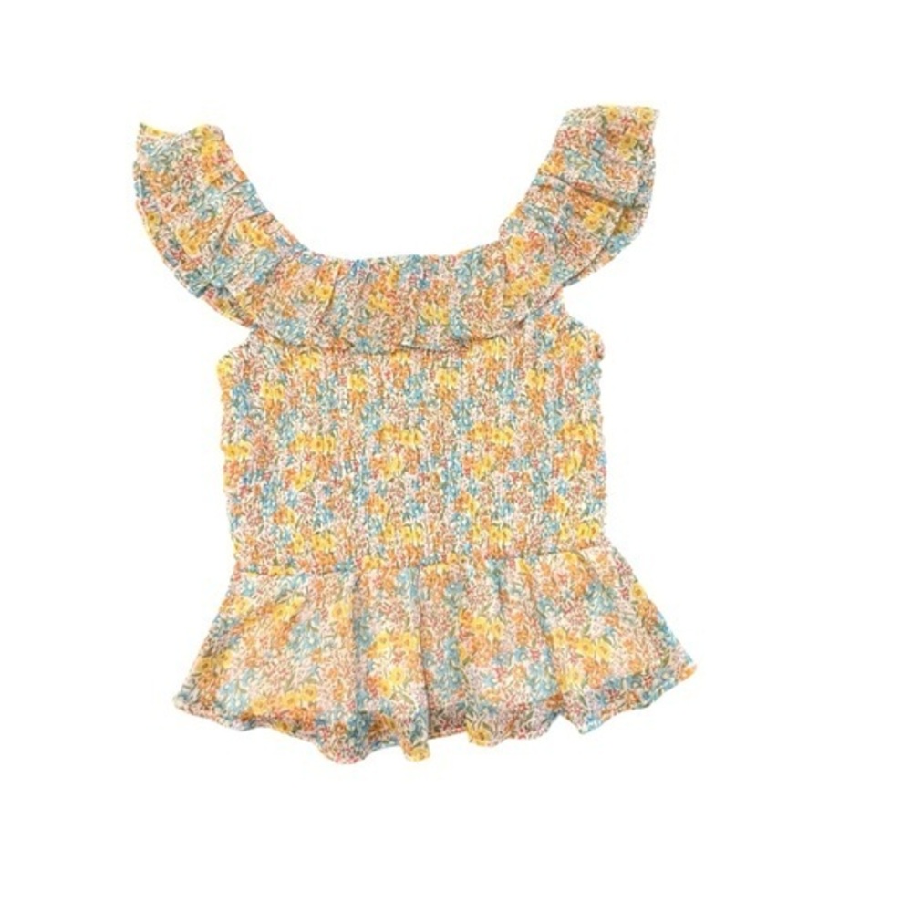 LC Lauren Conrad Womens Colorful Floral Print Smocked Tank Top Small Cottagecore